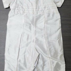 Boys 100% Silk Christening Romper 12m Off-white